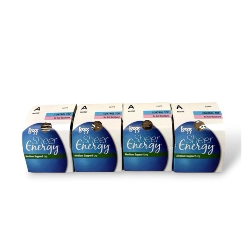Leggs Sheer Energy Med Support Control Top Size A Nude 4 Boxes L'eggs New! NOS